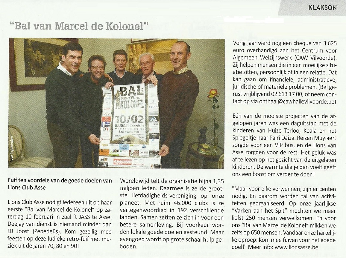 Publicatie in Klakson (Regio Asse): Bal van Marcel de Kolonel