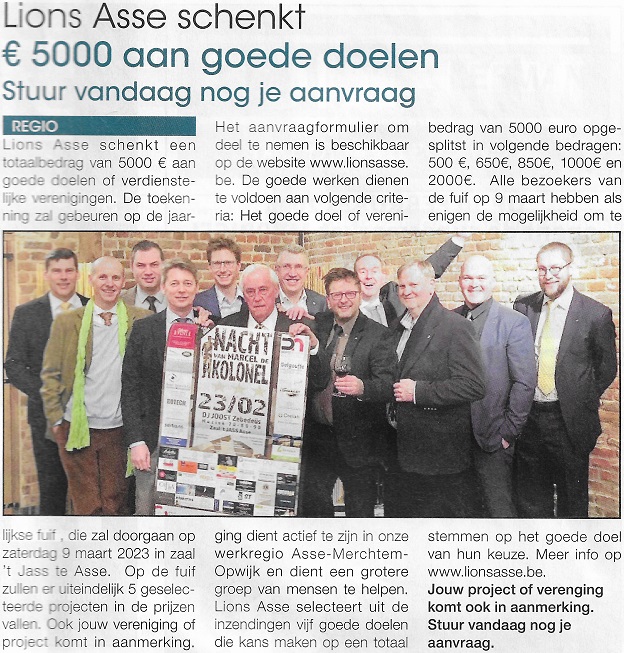 2024-01-17 (Goeiedag magazine) Lions Asse schenkt 5000 euro aan goede doelen
